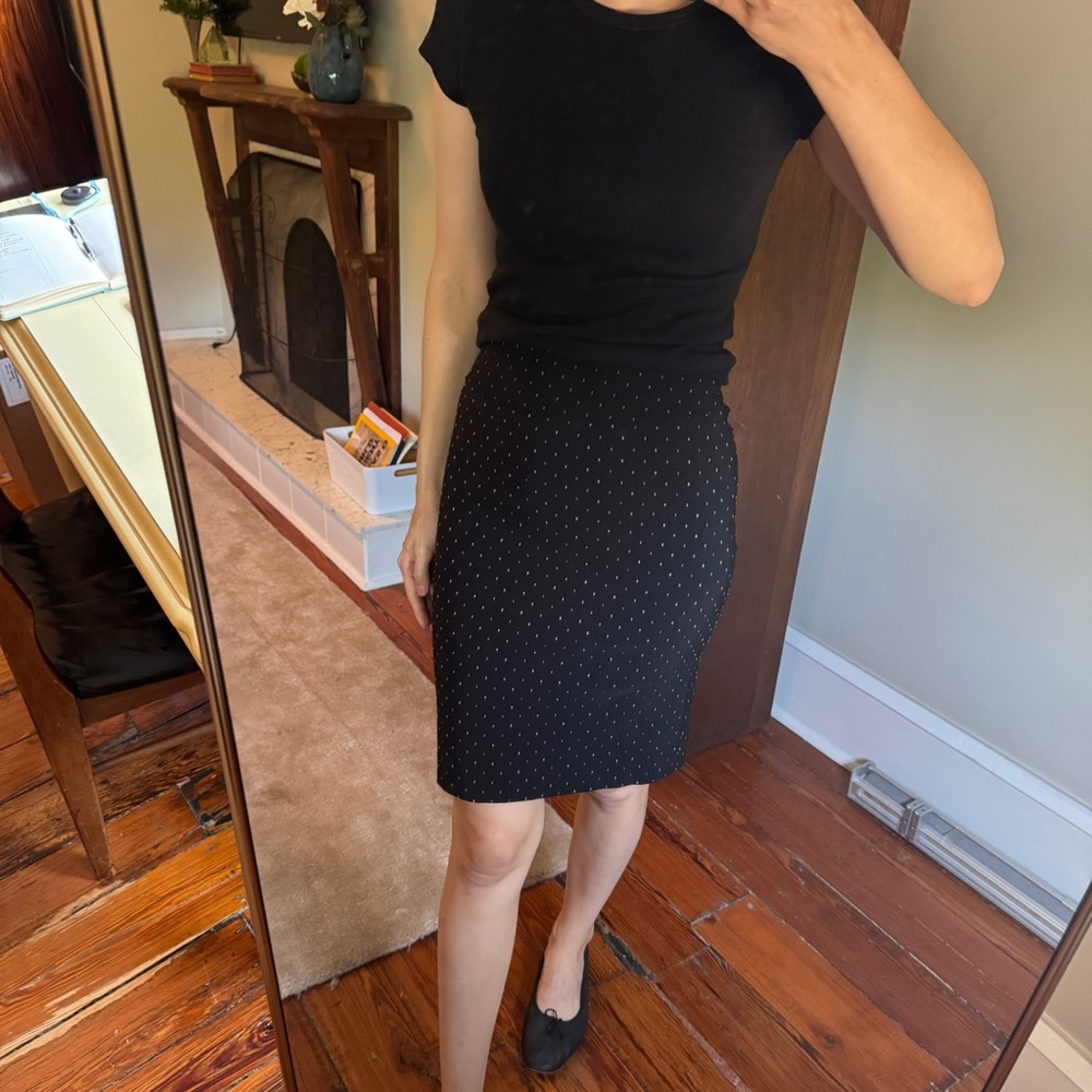 Margaret M Polka Dot Stretch Career Pencil Mini Skirt Size XS